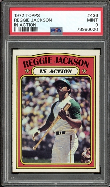 1972 Topps #436 Reggie Jackson In Action PSA 9 MINT
