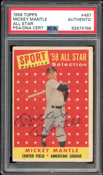 1958 Topps All Star Mickey Mantle #487 PSA/DNA Authentic