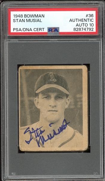 1948 Bowman #36 Stan Musial PSA/DNA Certified Authentic Auto 10 