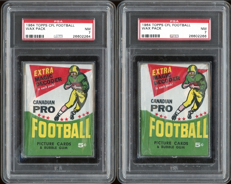 1964 Topps CFL Football Lot Of Two (2) Unopened Wax Packs Both PSA 7 NM