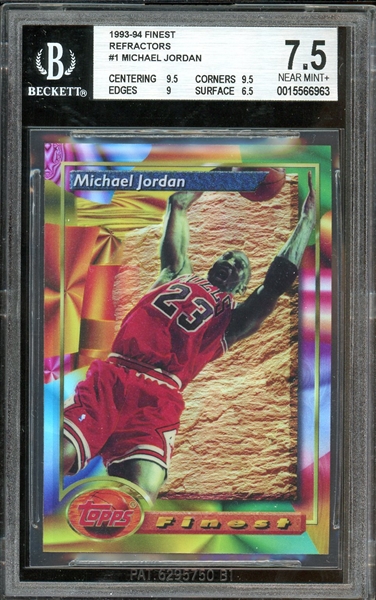 1993-94 Finest Refractors #1 Michael Jordan Beckett 7.5 NM+