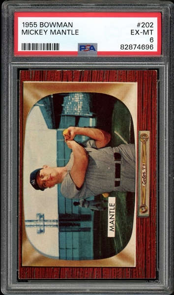 1955 Bowman #202 Mickey Mantle PSA 6 EX-MT