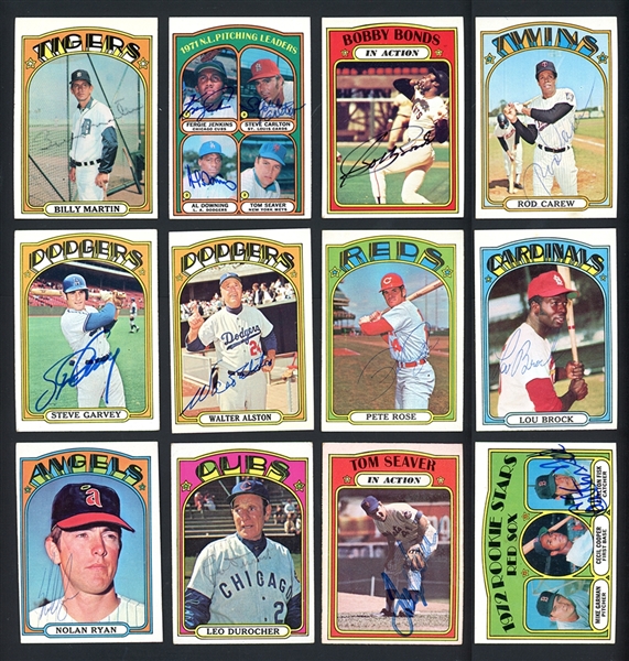 1972 Topps Partial (400/787) Autographed Set Including Williams, Mays, Aaron, Fisk, ETC. PSA/DNA, JSA