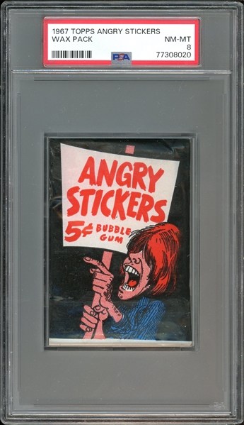 1967 Topps Angry Stickers Wax Pack PSA 8 NM-MT