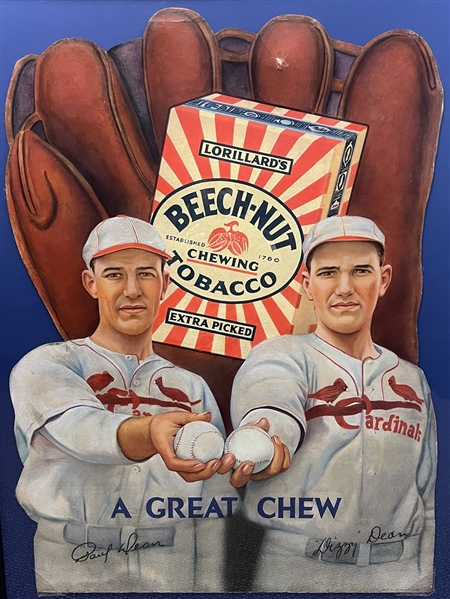 Circa 1934 Paul & Dizzy Dean "Beech-Nut Tobacco" Oversized Die-Cut Advertising Sign