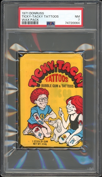 1971 Donruss Ticky-Tacky Tattoos Wax Pack PSA 7 NM
