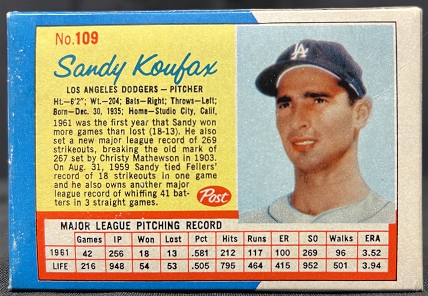 Exceptional 1962 Post Alpha Bits Complete Unopened Box Featuring Sandy Koufax