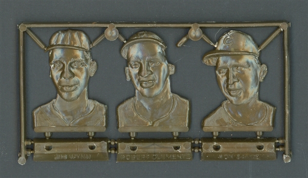 Extremely Rare 1968 Topps Plaks Featuring Wynn, Clemente, and Santo In Original Full Sprue Format