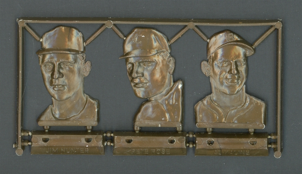Extremely Rare 1968 Topps Plaks Featuring Hunter, Rose, And Kaline In Original Full Sprue Format