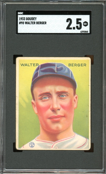 1933 Goudey #98 Walter Berger SGC 2.5 GD+