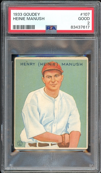 1933 Goudey #107 Heinie Manush PSA 2 GD