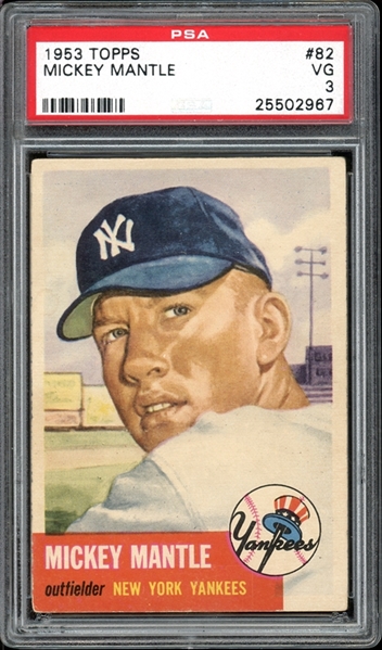 1953 Topps #82 Mickey Mantle PSA 3 VG