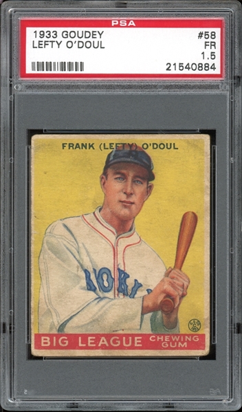 1933 Goudey #58 Left ODoul PSA 1.5 FR