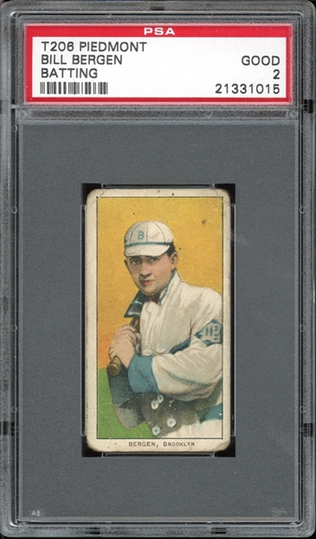 1909-11 T206 Piedmont 150/25 Bill Bergen Batting PSA 2 GOOD