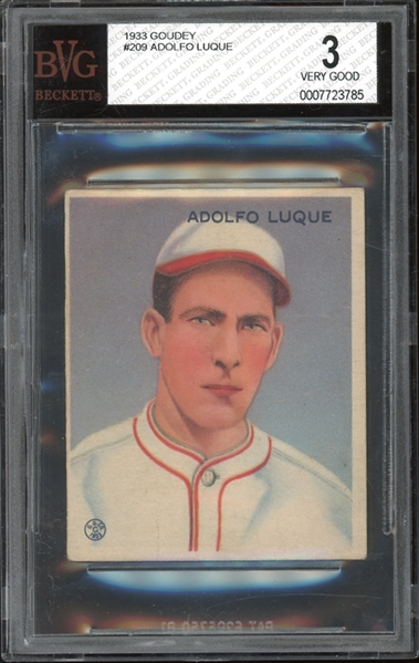 1933 Goudey #209 Adolfo Luque BVG 3 VG