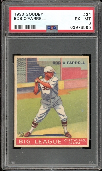 1933 Goudey #34 Bob OFarrell PSA 6 EX-MT