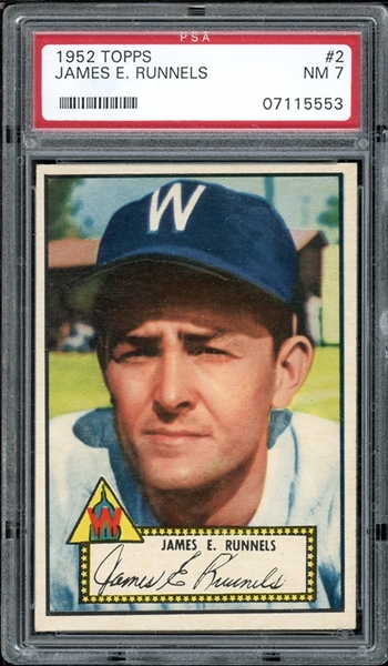 1952 Topps #2 James E. Runnels PSA 7 NM