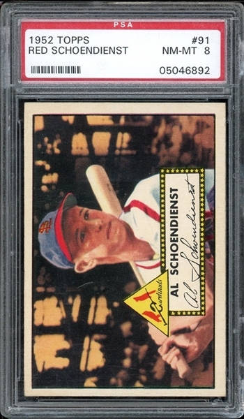 1952 Topps #91 Red Schoendienst PSA 8 NM-MT