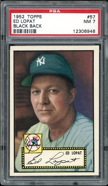 1952 Topps #57 Ed Lopat Black Back PSA 7 NM