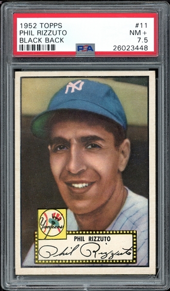 1952 Topps #11 Phil Rizzuto Black Back PSA 7.5 NM+