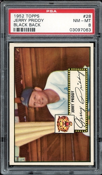 1952 Topps Black Back #28 Jerry Priddy PSA 8 NM-MT