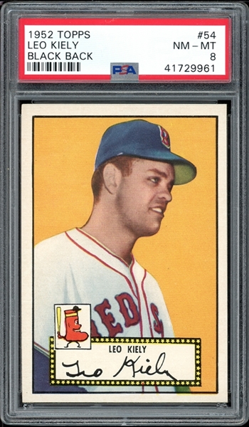 1952 Topps #54 Leo Kiely Black Back PSA 8 NM-MT