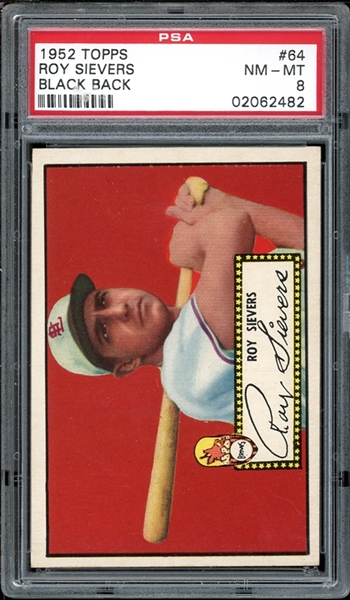 1952 Topps Black Back #64 Roy Sievers PSA 8 NM-MT