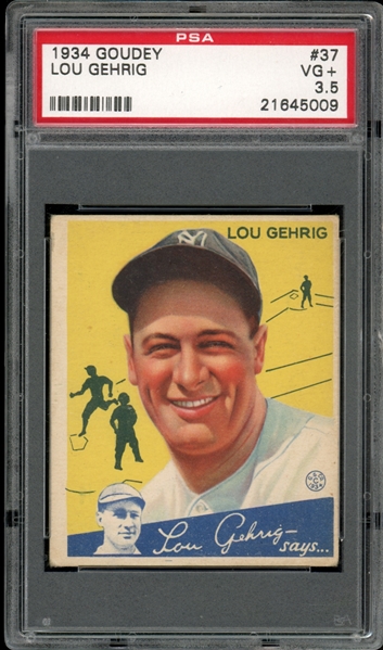 1934 Goudey #37 Lou Gehrig PSA 3.5 VG+