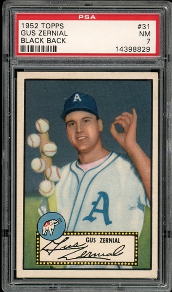 1952 Topps #31 Gus Zernial Black Back PSA 7 NM