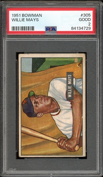 1951 Bowman #305 Willie Mays PSA 2 GOOD