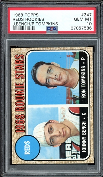 1968 Topps #247 Red Rookies Johnny Bench PSA 10 GEM MINT