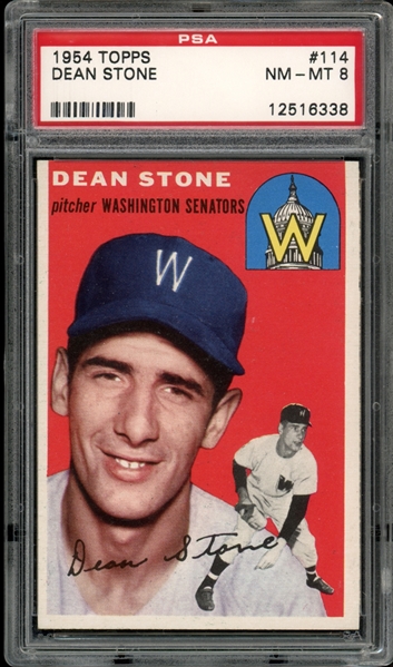 1954 Topps #114 Dean Stone PSA 8 NM-MT
