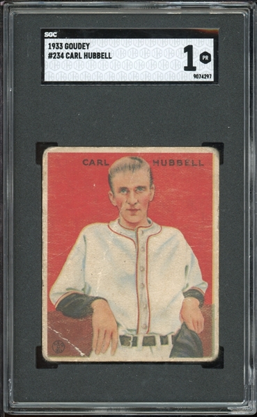 1933 Goudey #234 Carl Hubbell SGC 1 POOR