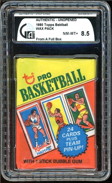 1980 Topps Basketball Wax Pack GAI 8.5 NM-MT+