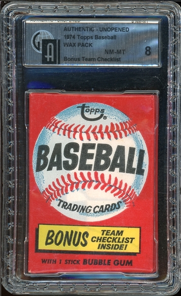 1974 Topps Baseball Wax Pack Bonus Team Checklist GAI 8 NM-MT