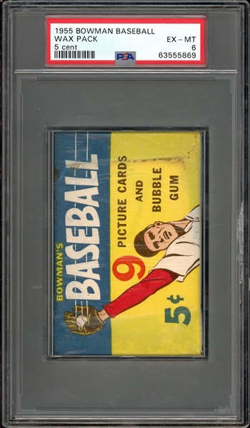 1955 Bowman Baseball 5 Cent Wax Pack PSA 6 EX-MT