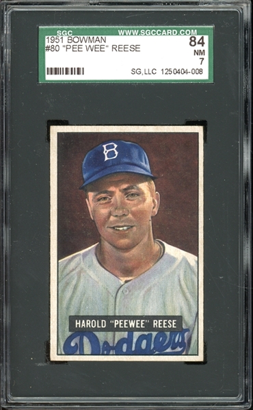 1951 Bowman #80 Pee Wee Reese SGC 7 NM