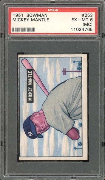 1951 Bowman #253 Mickey Mantle PSA 6 EX-MT (MC)