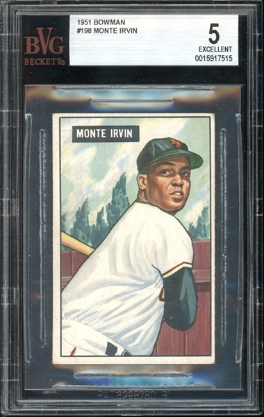 1951 Bowman #198 Monte Irvin BVG 5 EX