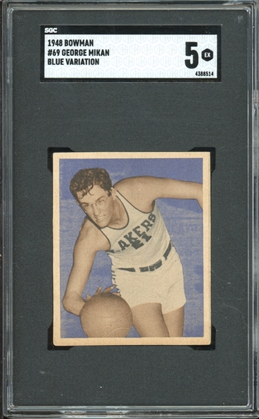 1948 Bowman #69 George Mikan Blue Variation SGC 5 EX