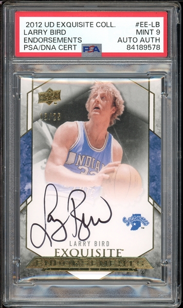 2012 UD Exquisite Collection Endorsements #EE-LB Larry Bird PSA/DNA Certified 9 MINT Authentic Auto