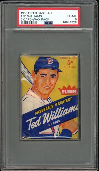 1959 Fleer Baseball Ted Williams 6 Card-Wax Pack PSA 6 EX-MT