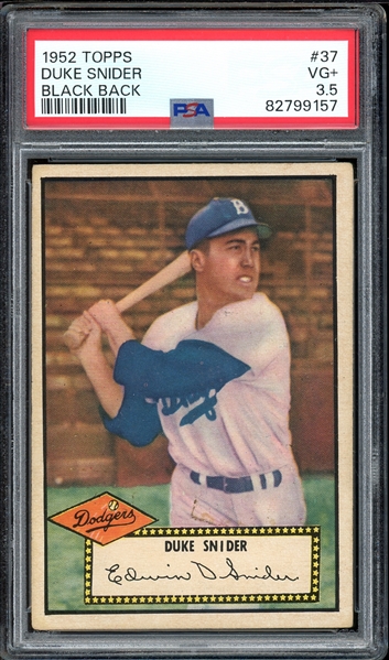 1952 Topps #37 Duke Snider Black Back PSA 3.5 VG+