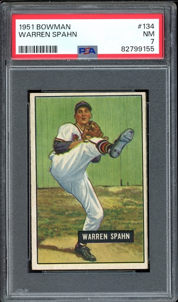 1951 Bowman #134 Warren Spahn PSA 7 NM