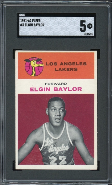 1961-62 Fleer #3 Elgin Baylor SGC 5 EX