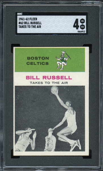 1961-62 Fleer #62 Bill Russell Takes To The Air SGC 4 VG-EX