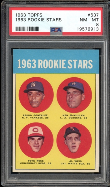 1963 Topps #537 Rookie Stars Pete Rose PSA 8 NM-MT