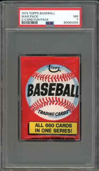 1974 Topps Baseball Wax Pack 2-Card Fun Pack PSA 7 NM