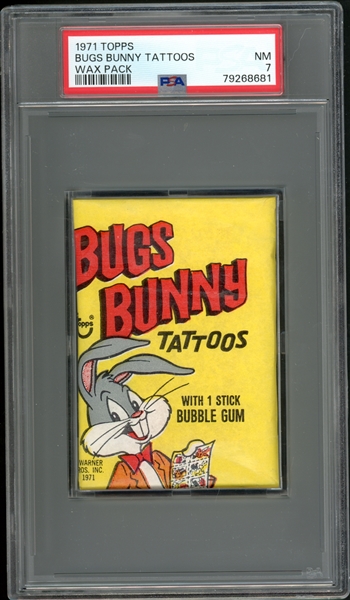 1971 Topps Bugs Bunny Tattoos Wax Pack PSA 7 NM