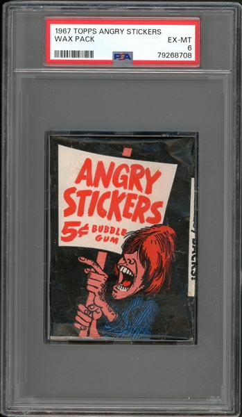 1967 Topps Angry Stickers Wax Pack PSA 6 EX-MT